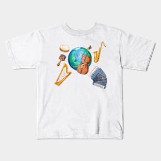 World Music Day Earth Kids T-Shirt